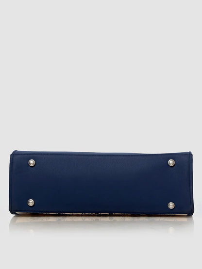 Blue Petal Elegance Customized Embroidery Tote Bag