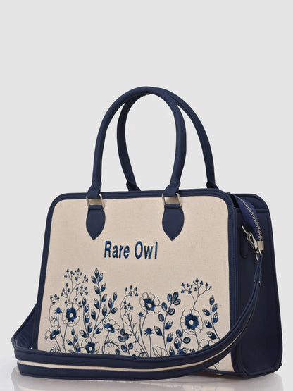Blue Petal Elegance Customized Embroidery Tote Bag