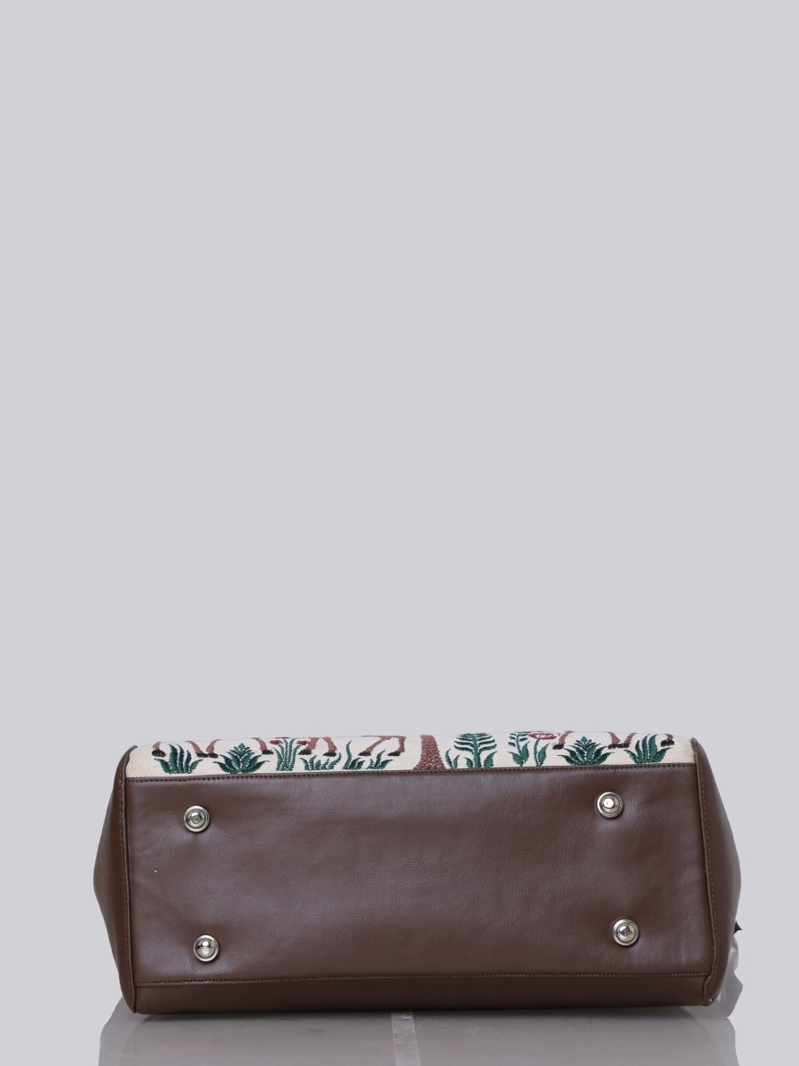 Deer Blossom Carryall Embroidered Tote