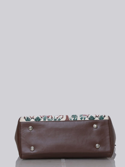 Deer Blossom Carryall Embroidered Tote