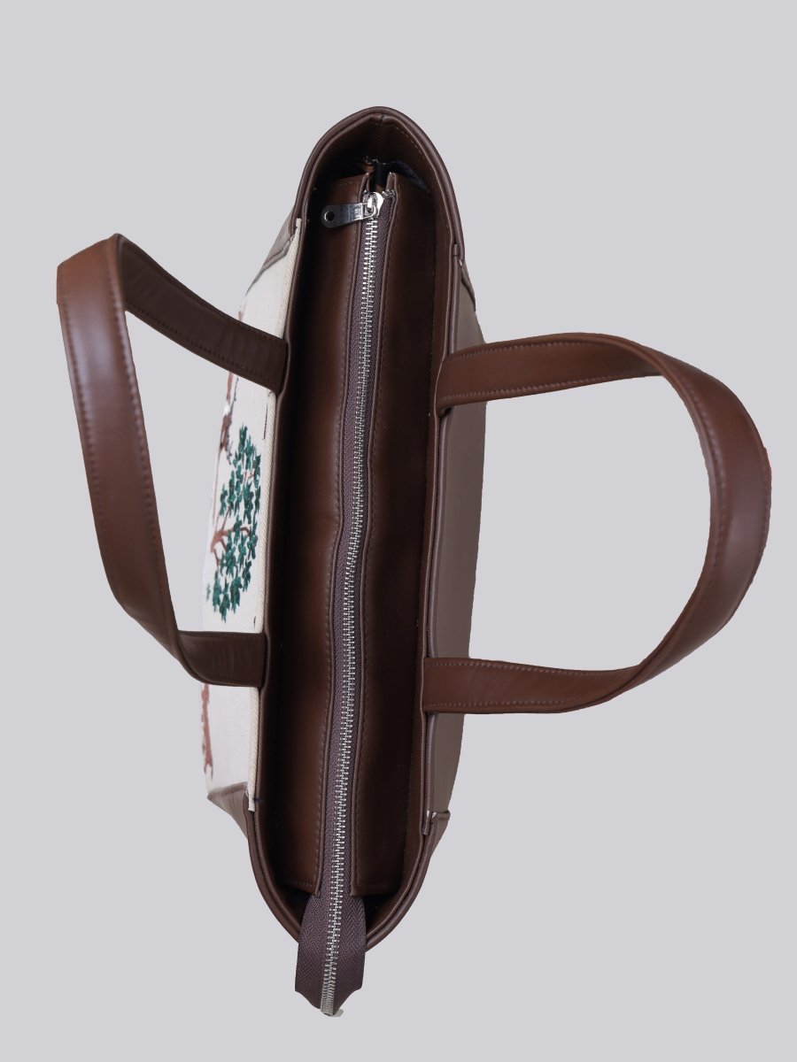 Deer Blossom Carryall Embroidered Tote