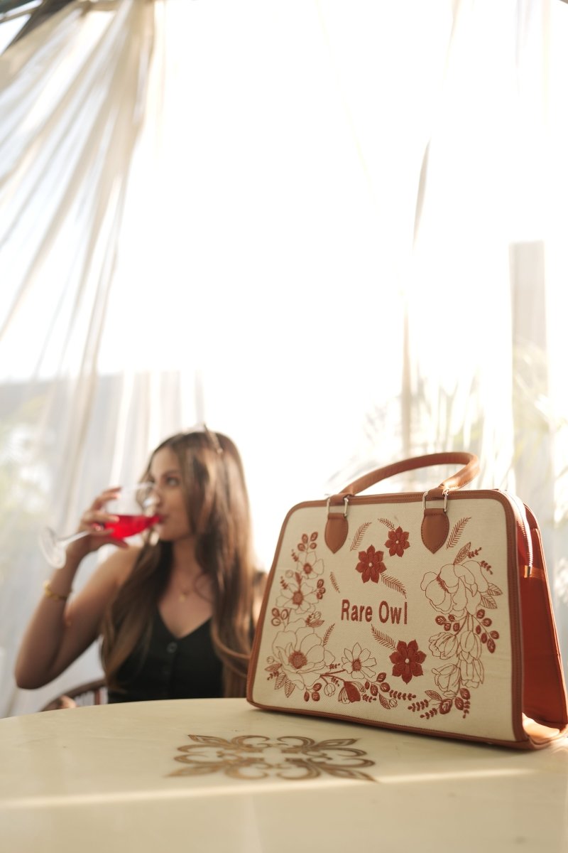 Earthy Elegance Customized Embroidery Tote Bag