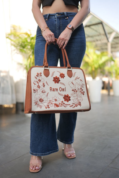 Earthy Elegance Customized Embroidery Tote Bag