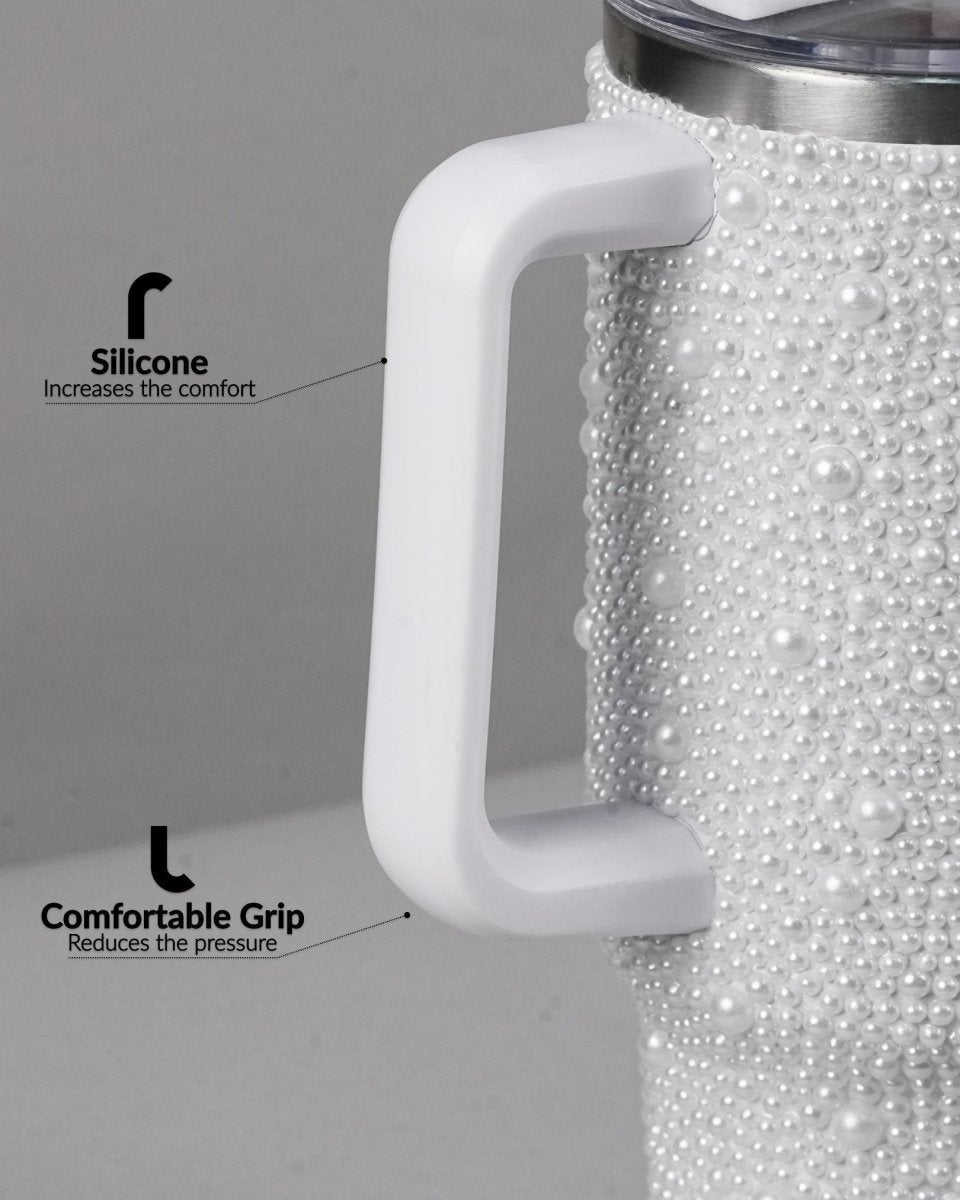 Pearl White Handmade Rhinestone Customized Tumbler