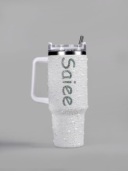 Pearl White Handmade Rhinestone Customized Tumbler